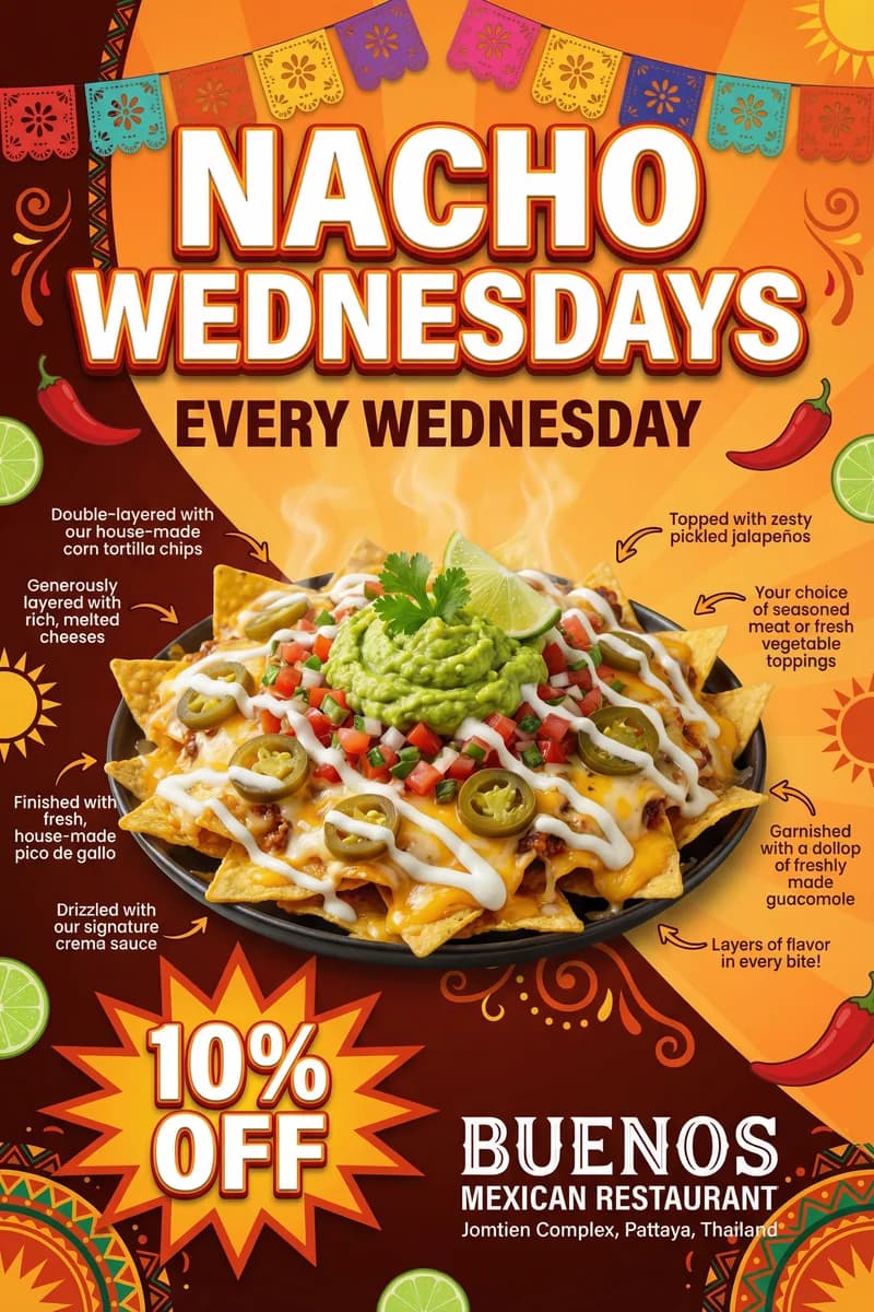 Nacho Wednesdays — 10% off nachos platter and all beers every Wednesday